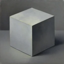 an oil painting of a grey cube, artistic, dramatic lighting, artstation