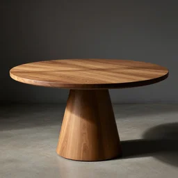 a round wooden table, of generous diameter, resting on a single massive conical frustum, filled the middle space