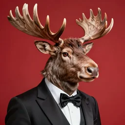 ( ( ( hyperrealist portrait of gangster moose ) ) ) by mike campau, head and torso, pimp og animal, badass style, looking cool, red background photorealistic, octane render, vibrant colors, unreal engine, dynamic lighting, perfect factions, very detailed faces, intricate detail, trending on artstation, poster, volumetric lighting, 4 k, award winning