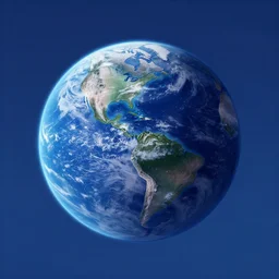 Blue Earth-like planet in the sky by Federico Pelat, Artstation