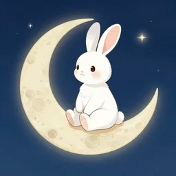 a 2 d illustration of rabbit fairy sitting on the moon, full body character concept, anime style, by hideo minaba, pixiv, artstation, granblue fantasy ， character design