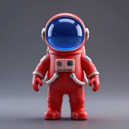 a red suit astronaut shaped like a bean with a blue visor render nano cyber 4 k