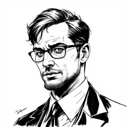 lawyer from nyc, character portrait, ink drawing, black and white, concept art by tim bradstreet