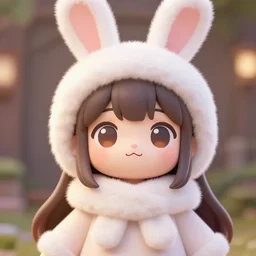 cute fluffy rabbit-eared girl, toon 3D render, medium shot, usamimi, kemonomimi, 8K hyperdetailed face, by Krenz Cushart, trending on Pixiv