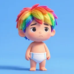 sad rainbow haired mike tyseon in diaper as a pixar disney character from up ( 2 0 0 9 ), unreal engine, octane render, 3 d render, photorealistic