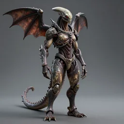 portrait of the full body of an alien cyborg dragonborn, photorealistic 3 d octane render, unreal engine, ultra detailed
