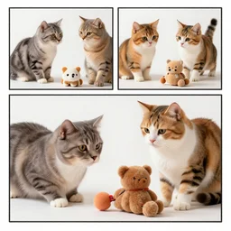 4 Strip Comic from a Cat play with animal toys