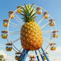 pineapple and sweden on a ferris wheel, highly detailed background digital painting by salvador dali, volumetric lighting 8 k
