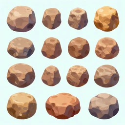 a 2 d rock game design asset pack, game assets, stylized rocks, rock asset pack ( sd )