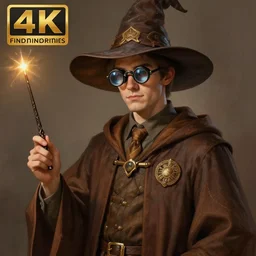 an anthropomorphic beautiful male scientist portrait holding magic wand wearing brown hoodie robe, binoculars glasses, wizard hat, fine art, award winning, brown colour scheme, intricate, elegant, sharp focus, octane render, hyperrealistic, wizard hat cinematic lighting, highly detailed, digital painting, 8 k concept art, art by jamie hewlett and z. w. gu, masterpiece, trending on artstation, 8 k