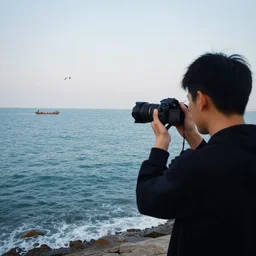 Photography of a guy who films the sea