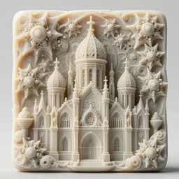 a beautiful stone carving of an intricate psychedelic cathedral populated by mandelbrot fractals by android jones, carved soap, unreal engine, volumetric lighting, dynamic lighting, bright, dramatic lighting, high contrast, neon glow, carved marble, opalescent, sacred geometry, religious, angelic, catholicpunk, stark, trending on artstation