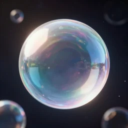 big glassy iridescent reflective bubble in space, volumetric light, octane render, featured on artstation, wow