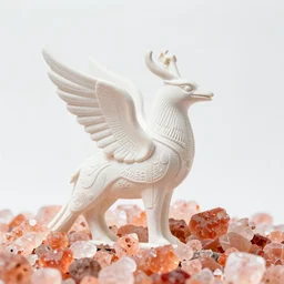 white phoenix salt crytals orange pink salt crystals simple background sharp graphic design plain fai khadra gaika hard mashup egypt ibis head elegant highly detailed thot god style religious