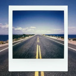 polaroid of a dream double exposure road sea stars high contrast
