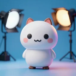hyperrealistic rendering : : yokai keshi toy : : product photography, keshi, studio lighting, colored gels, colored background