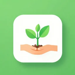 a app icon for a plant trading app, hands which exchange seeds, app icon, in low poly vector style