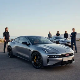 wide view shot of anew car for 2 0 3 2. style by petros afshar, christopher balaskas, goro fujita, and rolf armstrong. car design by dmc and gmc.