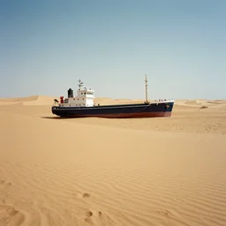 a ship in the middle of the desert, photo by Michael Kenna,