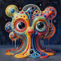 an extremely high quality hd surrealism painting of a 3 d perspective neon complimentary - colors cartoon surrealism melting sculpture gallery cast glass biological anatomical zaha hadid 4 d xray sculpture by a much more skilled version of kandinskypicasso and salvia dali the fourth, salvador dali's very much much much more talented painter cousin, 8 k, ultra realistic, very realistic, nerves, veins, neurons, 4 k