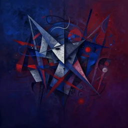 the brittle. digital painting, vertical, intricate, beautiful, detailed, grunge, illustration, abstract art by kuvshinov and malevich and kandinsky, trending on artstation. blue, dark red and dark purple color scheme, gradient darker to bottom