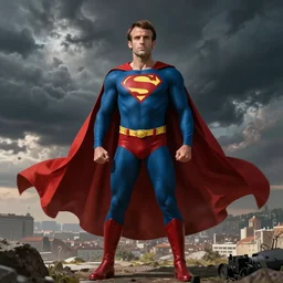 an illustration of Emmanuel Macron dressed as a superhero