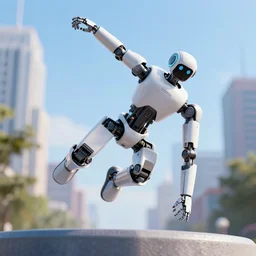 a robot from Boston dynamics doing hardcore parkour:: photorealistic:: 4K:: extremely detailed