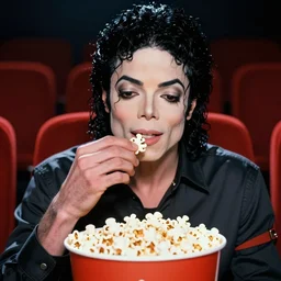 micheal jackson eating popcorn in the movies, selfie