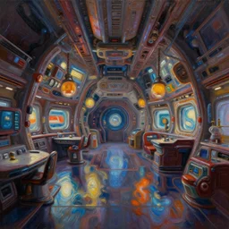an insanely intricate detailed beautifull oil painting of a speceship interior, unreal engine, octane render, redshift, 8 k resolution, colorfull, intricate reflexions, soft dramatic lighting, cinematic, subsurface scattering, anti aliashing,