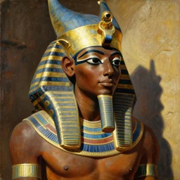 a closer hero portrait of a live nubian temple guard in old egypt. masterpiece, dramatic light and shadow, saturated colors, ciaroscuro. painted by anders zorn