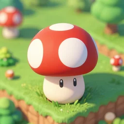 isometric view of the Mushroom Kingdom, tilt-shift, 8K