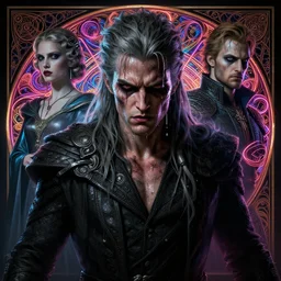 hate, rough and ugly male, fame of thrones, lord of daggers, neon, fibonacci, sweat drops, insane, intricate, highly detailed, digital painting, artstation, concept art, smooth, sharp focus, illustration, Unreal Engine 5, 8K, art by artgerm and greg rutkowski and alphonse mucha