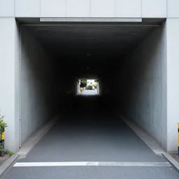 outside a dark train tunnel entrance, shinjuku