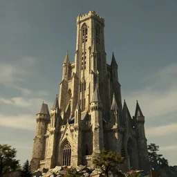 a old medieval skyscraper, digital art