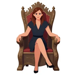 Emma Watson sitting on throne vector art  by moebius and atey ghailan by james gurney by vermeer by George Stubbs full body full body full body full body trending on artstation