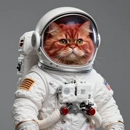 a red persian cat as an astronaut withoud helmet in a cat form factor suit by steve ditko and greg rutkowski trending on artstation