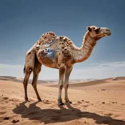 photography camel made from water, rising form the sand