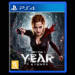 box art for a playstation 4 game about emma watson fighting vampires, detailed, perfect design, photorealistic, high quality, game of the year, readable font