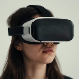 1 9 0 0 s photo of a person wearing a vr virtual reality headset photo grain double scratches dust exposure masterpiece