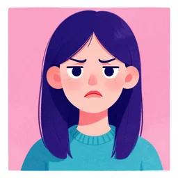 illustration of to pout, sullen, showing irritation or ill humor by a gloomy silence or reserve. in colors # 1 1 3 4 a 6, # 7 3 c 2 fb, # 6 6 9 3 fs, # 9 8 fb 9 8, # 0 1 7 9 6 f, by studio multi and victo ngai, malika favre