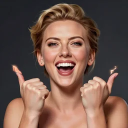 Scarlett Johansson super happy, anatomy, only two hands, highly detailed, digital painting, artstation, concept art, smooth, sharp focus, illustration, Unreal Engine 5, 8K, art by art by artgerm and greg rutkowski and edgar maxence
