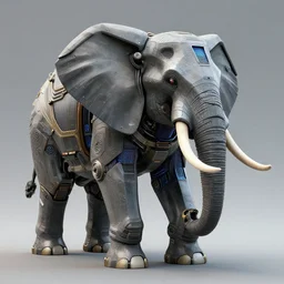 robotic elephant with low-poly, body-armor, intricate detail, military-grade, futuristic, 4k, watercooling, unreal engine n 4