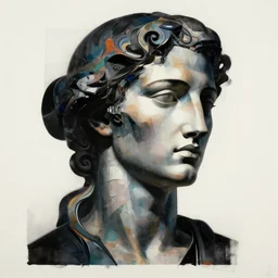 epic concept art. abstract female face silhouette mixing with black and color liquid fluid. abstract sculpture. art deco swirls. epic masterpiece, michelangelo. concept art, matte painting. greg rutkowski, wlop, victo ngai, kandinski, denis villenue, christopher nolan