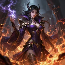 beautiful necromancer with fire and smoke and thunder, attarctive pretty face, anime key visual, highly detailed, sharp focus, concept art, league of legends, style by shumolly and monable and artgerm and greg rutkowski and jo chen and pilyeon and kyoto animation and alphonse mucha