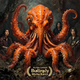 murky zoological portrait of orange cthulhu by kuldar leement and ruan jia and brad rigney and micha karcz and brad rigney