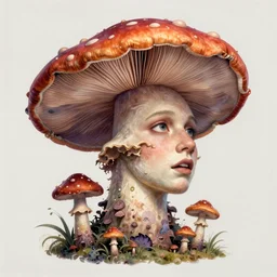 portrait of psychedelic mushrooms dream, no fears, okay one fear, by dave mckean, highly detailed 8 k., artstation