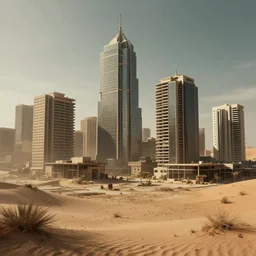 deserted city buildings, cyperpunk