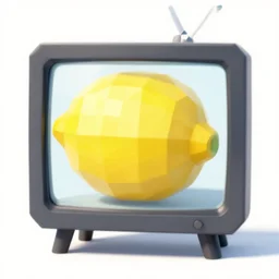 low poly TV with a lemon