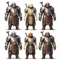 three different views of orcs in armour, intricate! beautiful colourful digital concept art by senior character artist, trending on artstation, artstation hd, full body