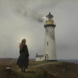 folk horror. girl. lighthouse. murmuration. john sell cotman